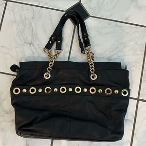 Badgley Mischka Black Leather Tote Bag